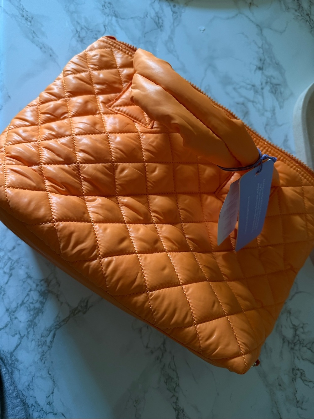 NWT Jill & Ally Orange Quilted Nylon Satchel Crossbody Bag